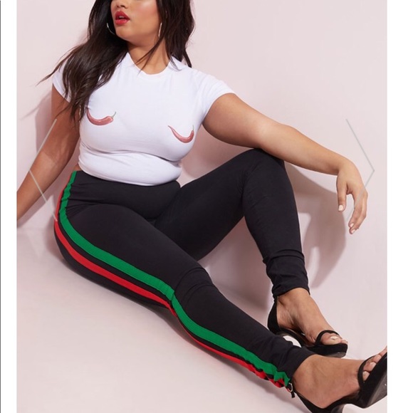 BRAND NEW BLACK STRIPED LEGGINGS - Picture 2 of 3